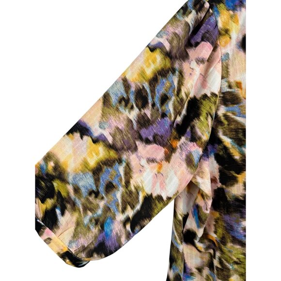 Rose+Olive abstract artsy bohemian blouse front tie sz 2X - Picture 5 of 9